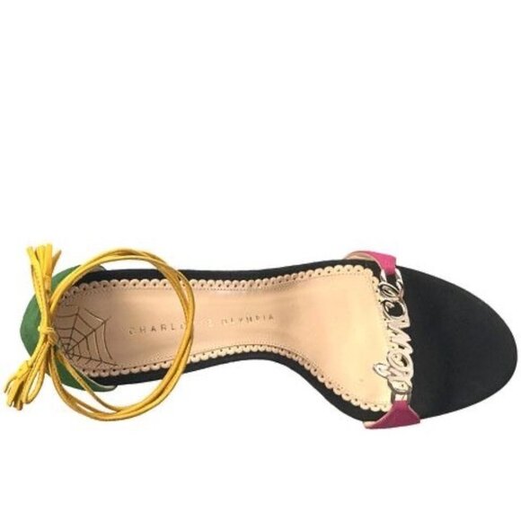 Charlotte Olympia Lets Dance Suede Heeled Sandals in Black Multi Size 36.5 - Picture 2 of 14